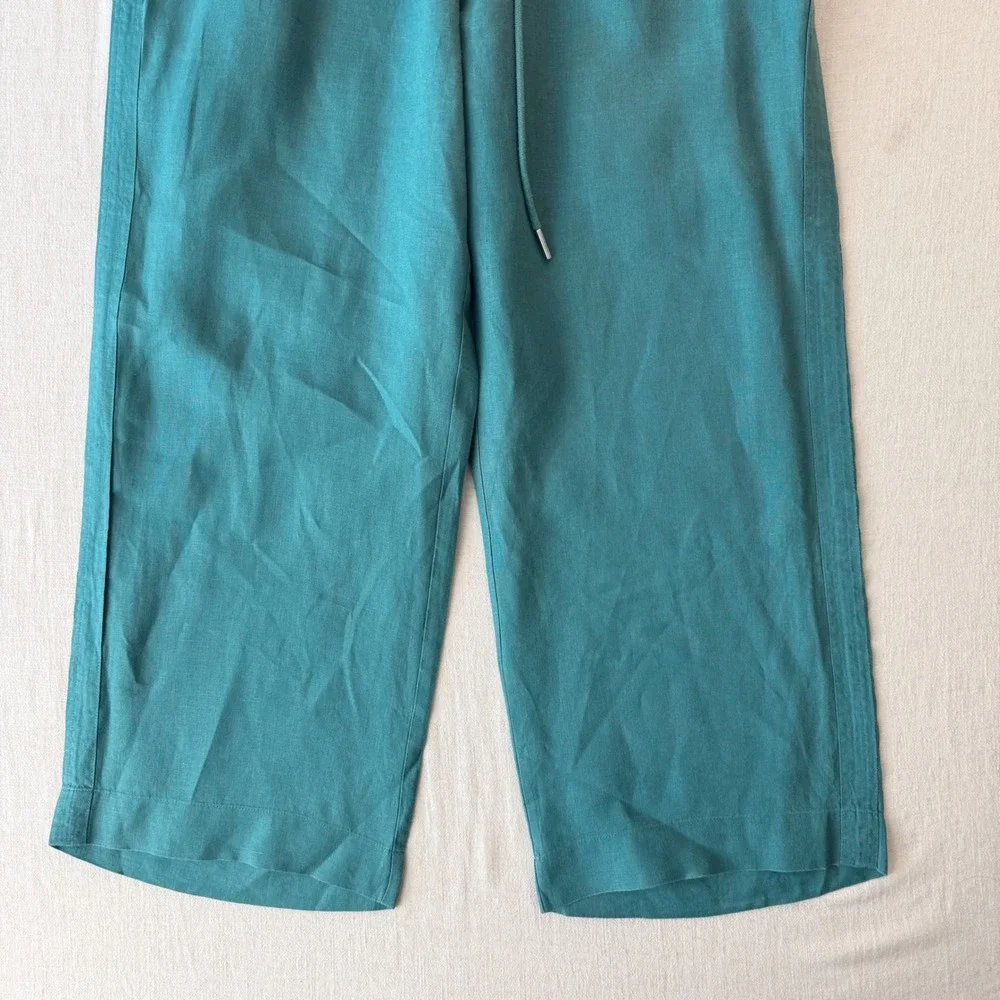 Quince 100% European Linen Wide Leg Blue Drawstring Pants Women XL